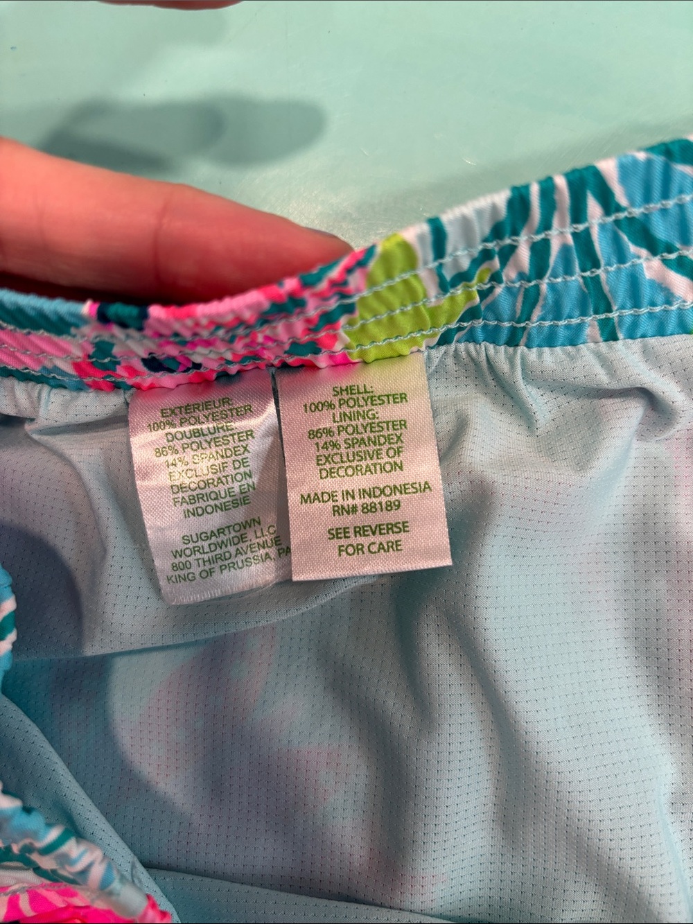 Lilly Pulitzer Tropical Floral Athletic Shorts in Pink & Teal - Picture 4 of 5